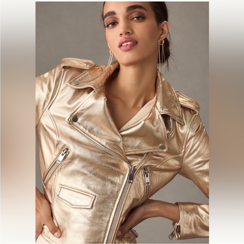 NEW Walter Baker “The Liz” Pale Gold Leather Jacket XS